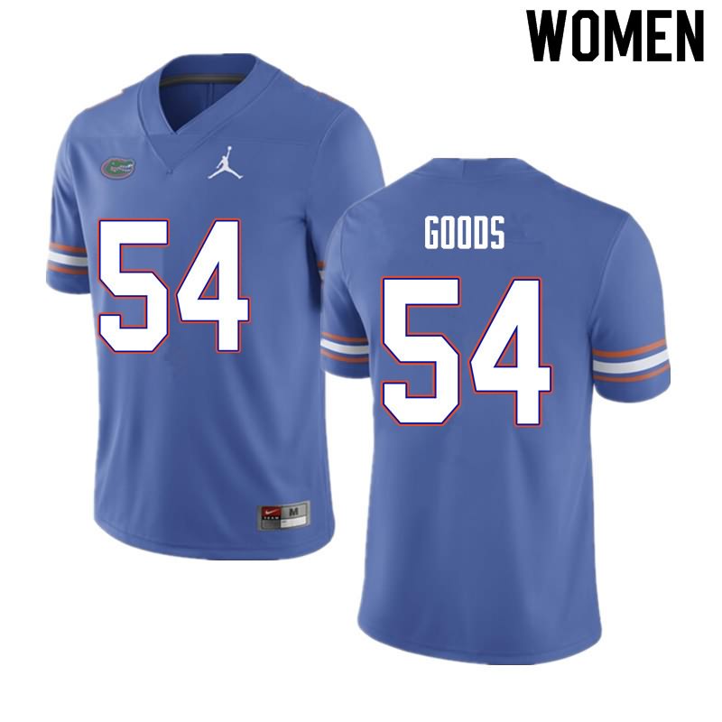 NCAA Florida Gators Lamar Goods Women's #54 Nike Blue Stitched Authentic College Football Jersey YGR2364JU